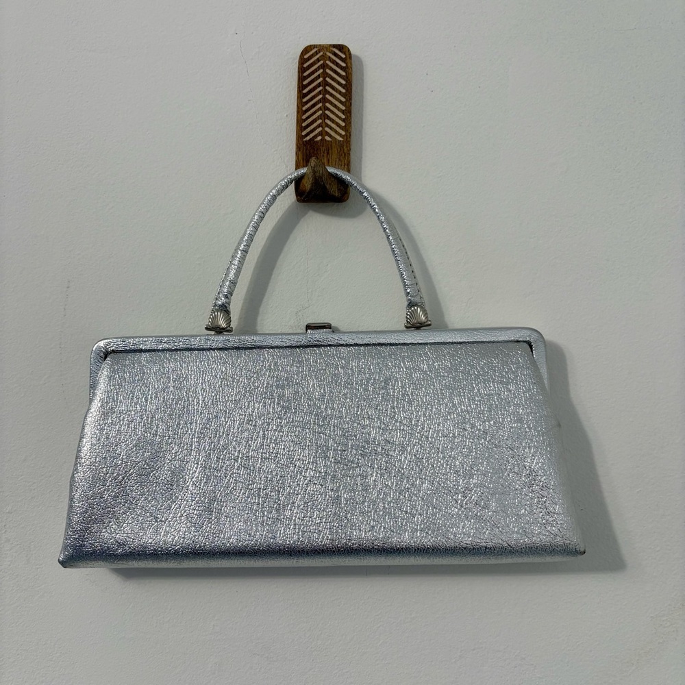 Vintage Metallic Silver Evening Bag Purse Clutch